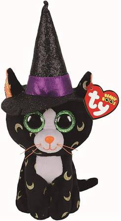 Ty Beanie Boo Potion 6" High Black Cat Glitter Purple Ears 