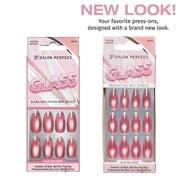 Salon Perfect Artificial Fake Press On Nails, 381 Glass Magenta, Medium Almond, File, Glue, and Prep Pad Included, 30 Nails