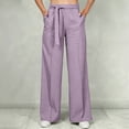 thumbnail image 2 of Wide Leg Pants for Women Plus Size Solid Elastic Waist Pocket Long Trousers with Belt Included, Relaxed Fit, Sizes M-4XL, 2 of 8