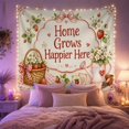 thumbnail image 2 of Home Grows Happier Here with Strawberry Basket, Cheerful Cottagecore Style for Garden Lovers, Farmhouse Wall Art, Housewarming Gift, Tapestry Wall Hanging for Kitchen and Entryway, 2 of 7