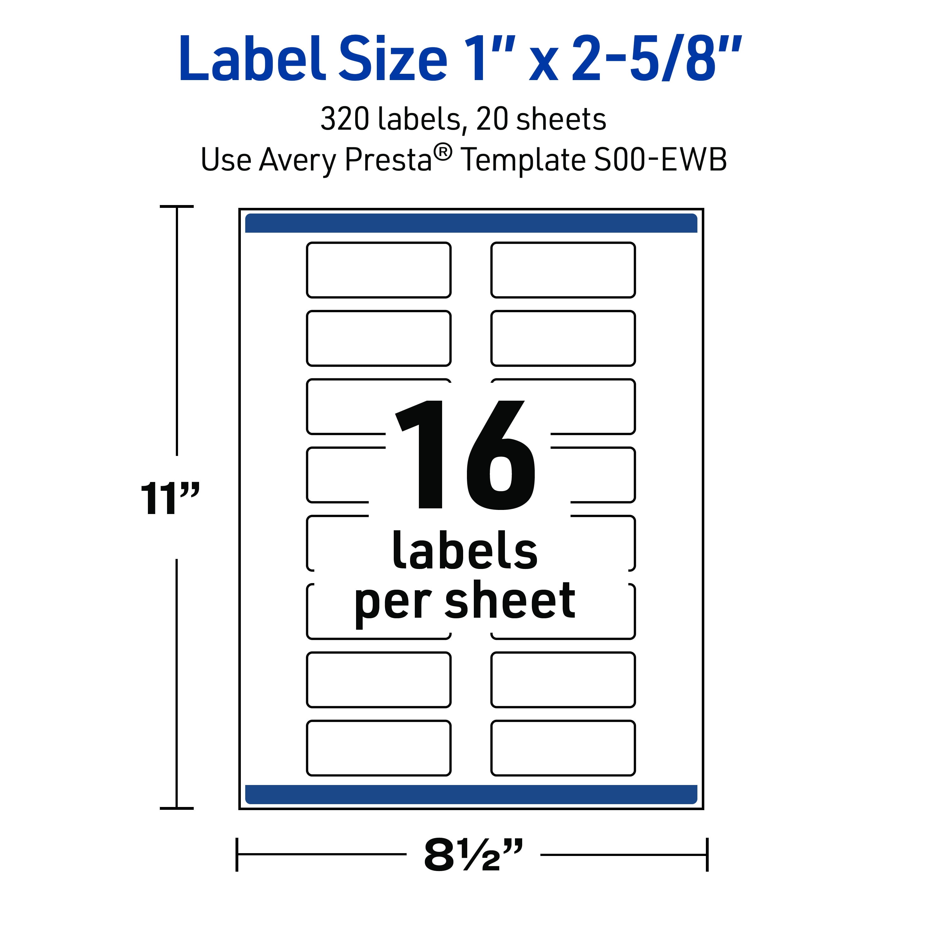 Avery Address Labels, 1" x 2-5/8", Matte White, Gold Blush