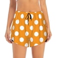 thumbnail image 4 of Lsque Orange And White Polka Dot Printed Women's Running Shorts with Liner Pockets,Elastic Quick Dry Workout Athletic Gym Yoga Shorts,Womens High Waist Shorts-XX-Large, 4 of 9