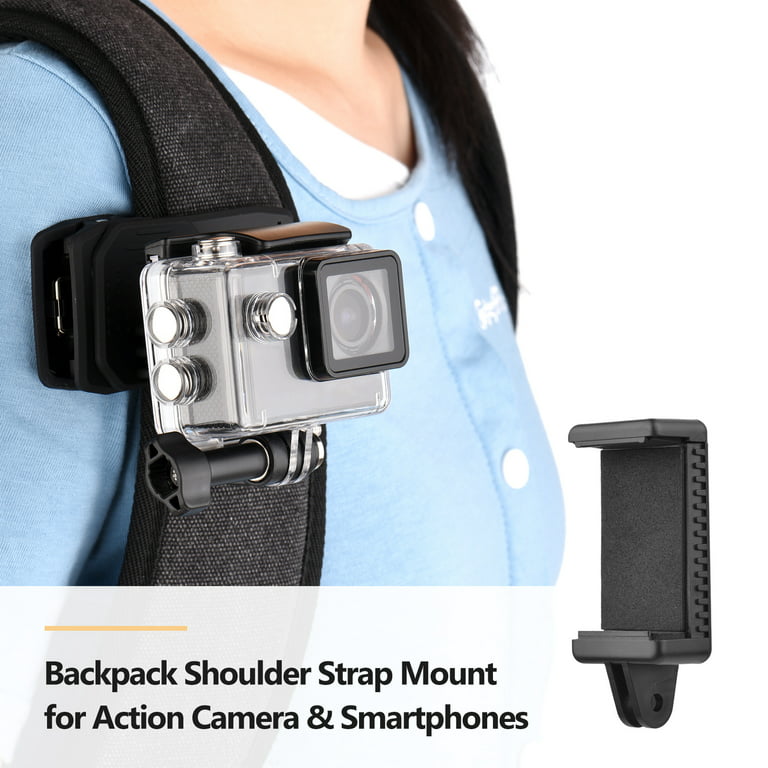 Go Pro Backpack Strap Mount, Adjustable Camera Shoulder Mount for GoPro  Hero 10 9 8 7 6 5 4 Black,Insta 360 One R, DJI