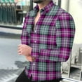 thumbnail image 2 of RongHuan Flannel Shirts for Men Lightweight Long Sleeve Plaid Business Shirt Casual Comfy Button Down Lapel Tshirt, 2 of 8