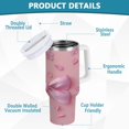 thumbnail image 4 of 40 oz Tumbler With Handle Stainless Steel Insulated Tumbler With Lid for Car Cup Holder Butterfly Knot Decoration, 4 of 9