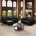 thumbnail image 5 of FFH Living Room Furniture Sets Faux Leather, 3 Seater with Ottoman and 2 Seater, Modern Seating Set, Black, 5 of 7