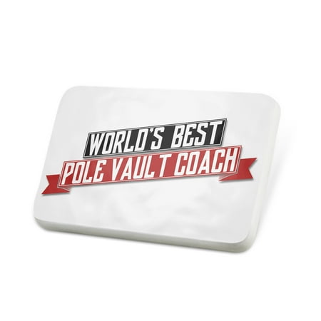 Porcelein Pin Worlds Best Pole Vault Coach Lapel Badge –