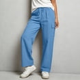 thumbnail image 5 of Women Drawstring Pants Casual New Wide Leg Linen Pants for Women Casual Loose Elastic Waist Casual Pants with Pockets Summer Breathable Comfy Trousers Daily Wear, 5 of 8