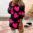 thumbnail image 2 of Robes Femmes Mode Décontractée Confortable Imprimé Amour Épaules Dénudées Robe T-Shirt Sexy, 2 of 5