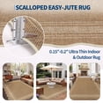 thumbnail image 7 of Nanan Scalloped Runner Rug 2'x6' Edge Jute Rug, Washable Non Slip Low Pile Indoor Outdoor Rug Farmhouse Carpet for Living Room Dining Room Patio Entryway, Heather, 7 of 7