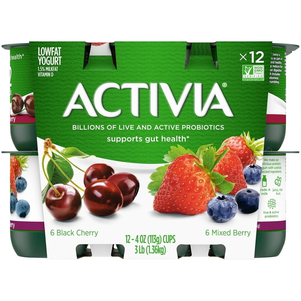 Activia Probiotic Black Cherry & Mixed Berry Variety Pack Yogurt, 4 Oz