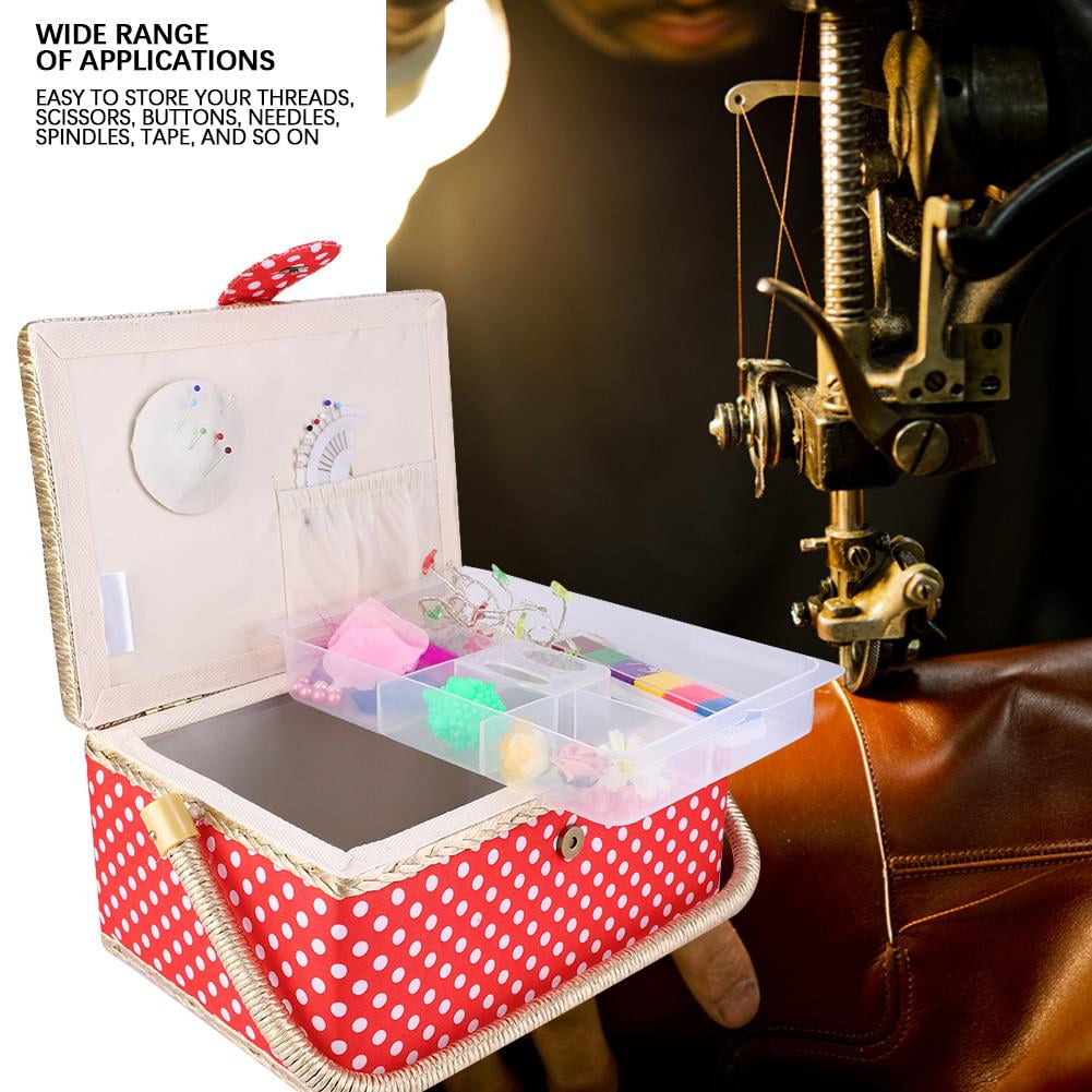 Sewing Basket Household Handmade Sewing Basket Sewing Storage Box Organizer Household Fabric Craft Thread Needle Storage Box Organizer Flip Type