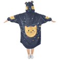 thumbnail image 2 of FORMRS Wearable Blanket Hoodie with Sleeves for Kids Cozy Flannel Sweatshirt, Orange Cat Planet, 2 of 7