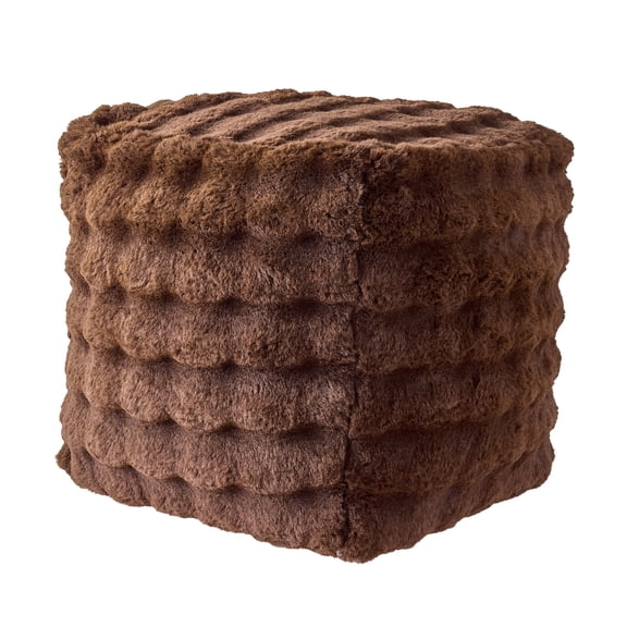 Better Homes & Gardens Bubble Fur Square Pouf Cover, Brown