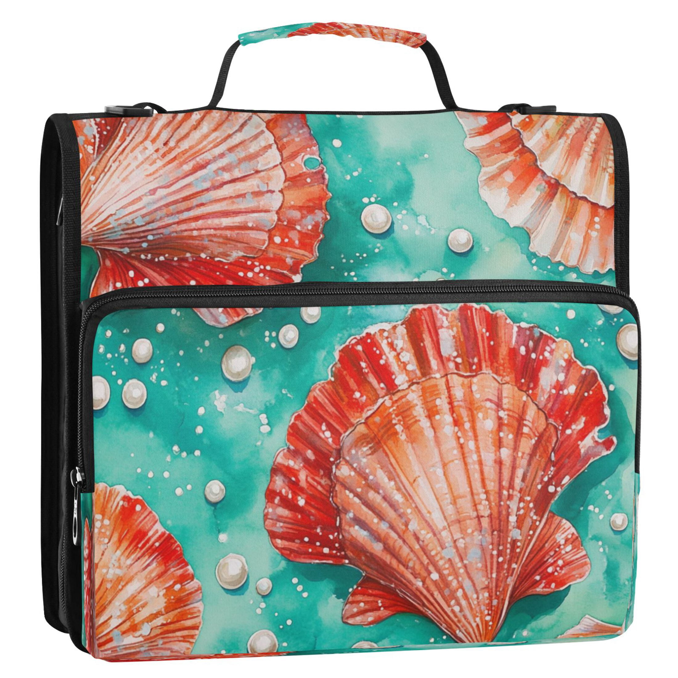 YAZAOO Zipper Binder trapper keeper Documents Organized Design Coral Seas Printed
