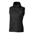 thumbnail image 2 of Women's Cutter & Buck Heather Charcoal Michigan Wolverines Mainsail Sweater-Knit Full-Zip Vest, 2 of 3