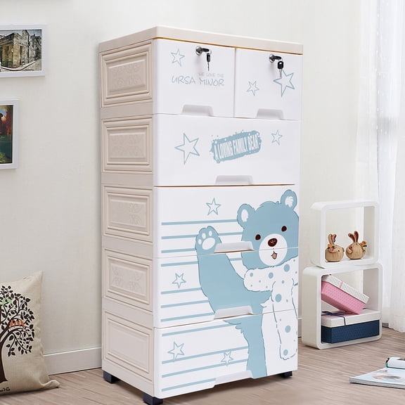 Simple Multi-color Plastic Drawers Dresser, Storage Cabinet with 6 Drawers/Closet 6 Drawers for Living Rooms