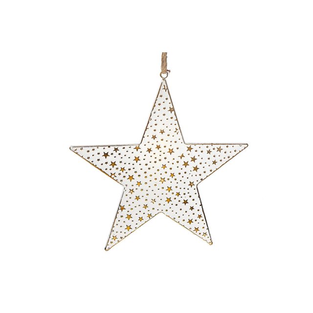 White And Gold Star Ornament Large