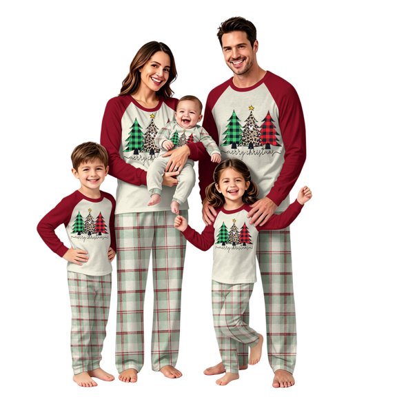 Lvotionpl 2026 Family Christmas Pajamas Matching Sets, Match Family Christmas Pjs Long Sleeve Top & Pants Set Matching Holiday Family Pajama Xmas Sets