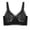 Black, variant on Floral Lace Wireless Bra Womens Wide Strap V-Neck Breathable Full Support Thin Cup Bralette Green 34