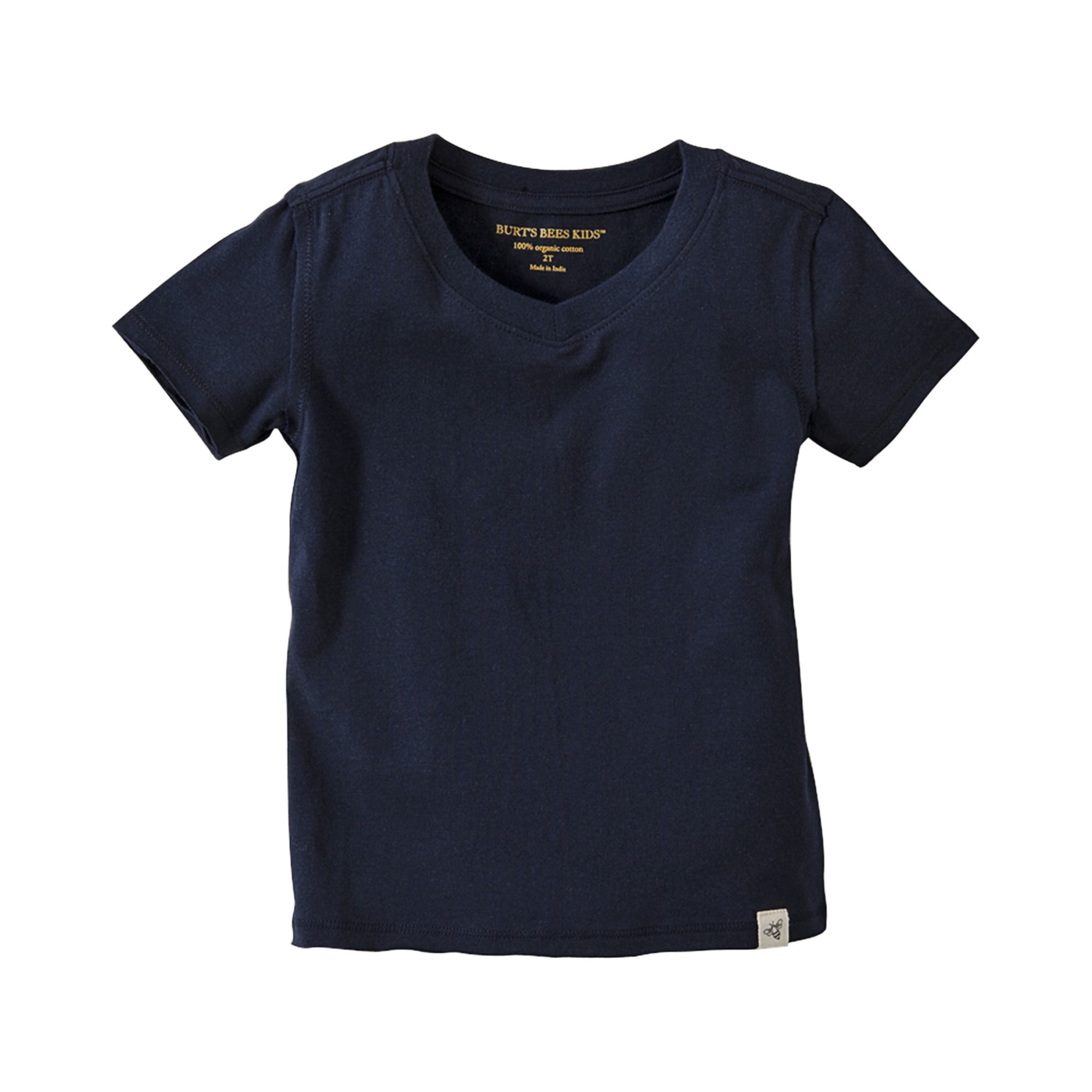 Organic Short Sleeve Reverse Seam V-Neck Tee - Midnight - 24M