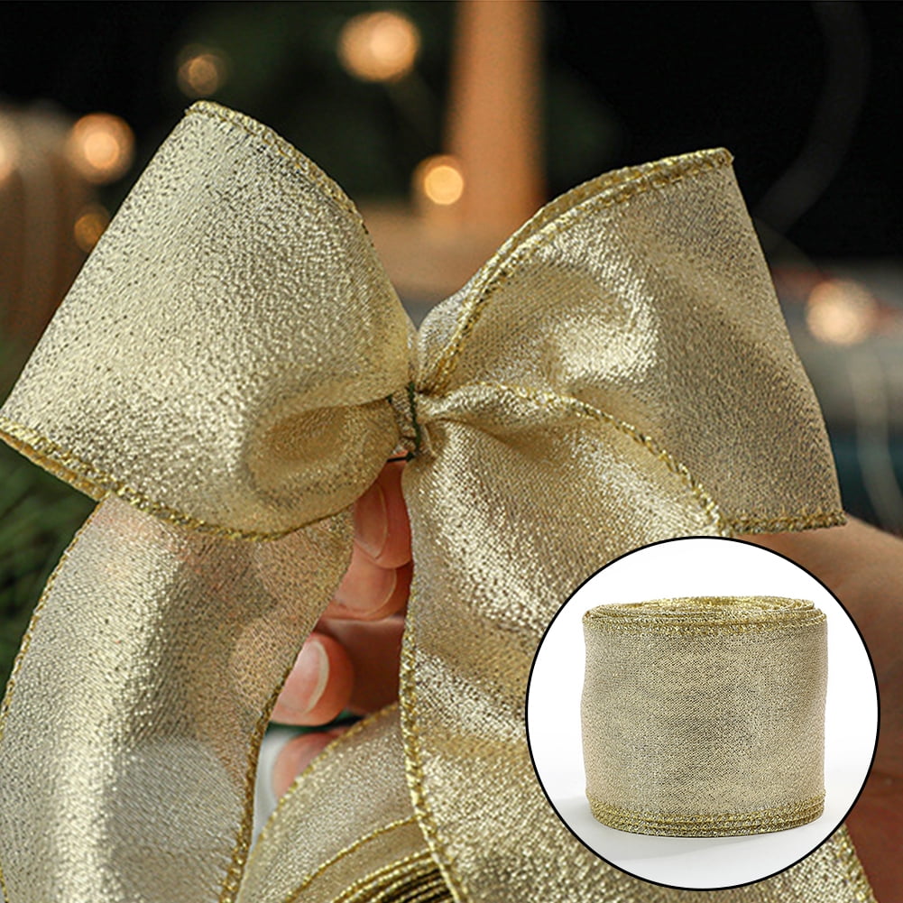 KYAIGUO Metallic Glitter Glitter Ribbon Rolls for Christmas Ribbons Crafts Weddings Sewing Reusable 2PCS