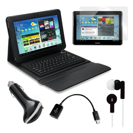 Bluetooth Keyboard Folio with Earphones, Screen Protector, OTG Cable, and More for Samsung Galaxy Tab 2 10.1