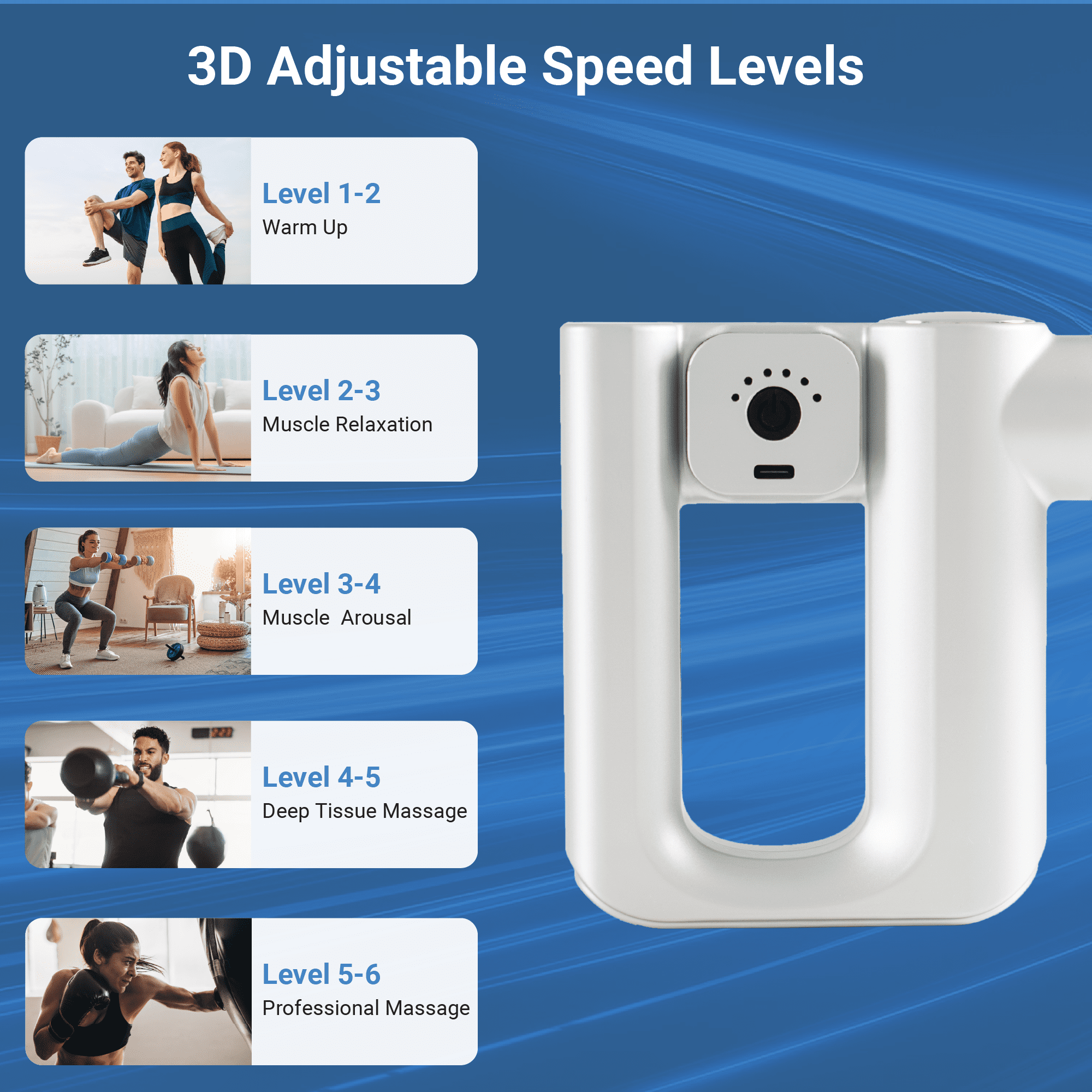 Daiwa Felicity Robo Touch Deep Tissue Massage Gun – Portable Percussion Therapy for Back, Shoulders & Legs – Brushless Motor, Multi-Head Attachments, Quiet & Rechargeable