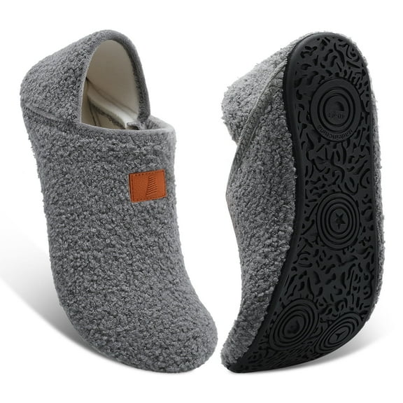 Barerun Slippers for Men and Women Indoor House Shoes Warm Sherpa Dark Grey