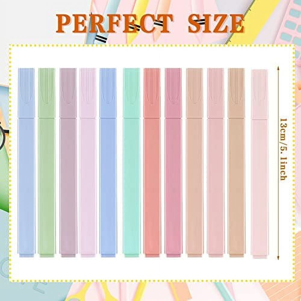 Tomorotec Dual Tips Bible Highlighter Marker Pens No Bleed, 12 Colors  Water-Based Pastel Ink 4mm Chisel and 1mm Fine Tips Square Body Quick-Dry  No