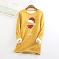 thumbnail image 1 of Tenues d'Hiver pour Femmes et Mode Décontractée d'Hiver, sous-Couche Chaude en Peluche, Imprimé de Noël, Manches Longues, Col Rond, Hauts à Capuche pour Femmes en Liquidation, 1 of 6