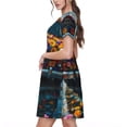 thumbnail image 2 of Lsque Flower Covered Vintage Car Print Women's Casual Dress T-Shirt Summer Short Sleeve Scoop Neck Swing Dresses, 2 of 6
