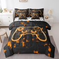 thumbnail image 1 of YST Gamer Bed in a Bag 7 Piece Bedding Set, Modern Abstract Plaid, 100% Polyester Microfiber, Orange Geometry Honeycomb Print, Full Size, 1 of 5