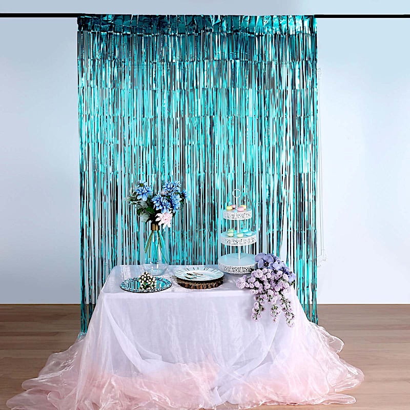 Details about   8FT Metallic Foil Fringe Curtain Tinsel Backdrop New Year Party Birthday Decor 