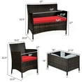 thumbnail image 2 of Gymax 4PCS Patio Rattan Conversation Furniture Set Outdoor w/ Red Cushion, 2 of 10