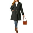 thumbnail image 6 of Agnes Orinda Women's Plus Size Coat Notched Lapel Single Breasted Long Winter Outerwear Coats with Pockets 2X Black, 6 of 9