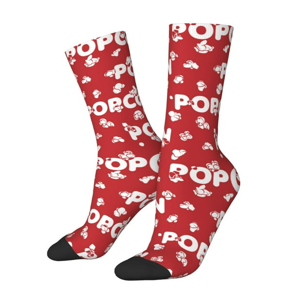 Fotbe Popcorn2 Calcetas Largas con Estampado para Hombre y Mujer – Calcetas de Compresión Transpirables y Elásticas, Viajar y Uso Diario Talla 5-11