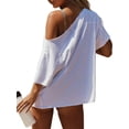 thumbnail image 6 of Czanzd Women's Oversized Off-Shoulder T-Shirt Loose Fit Casual Short Sleeve Top,White,XL, 6 of 6