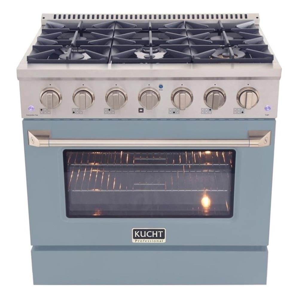 Pemberly Row 36" 5.2 cu. ft Dual Fuel Range Propane Gas Sealed Burners in Blue