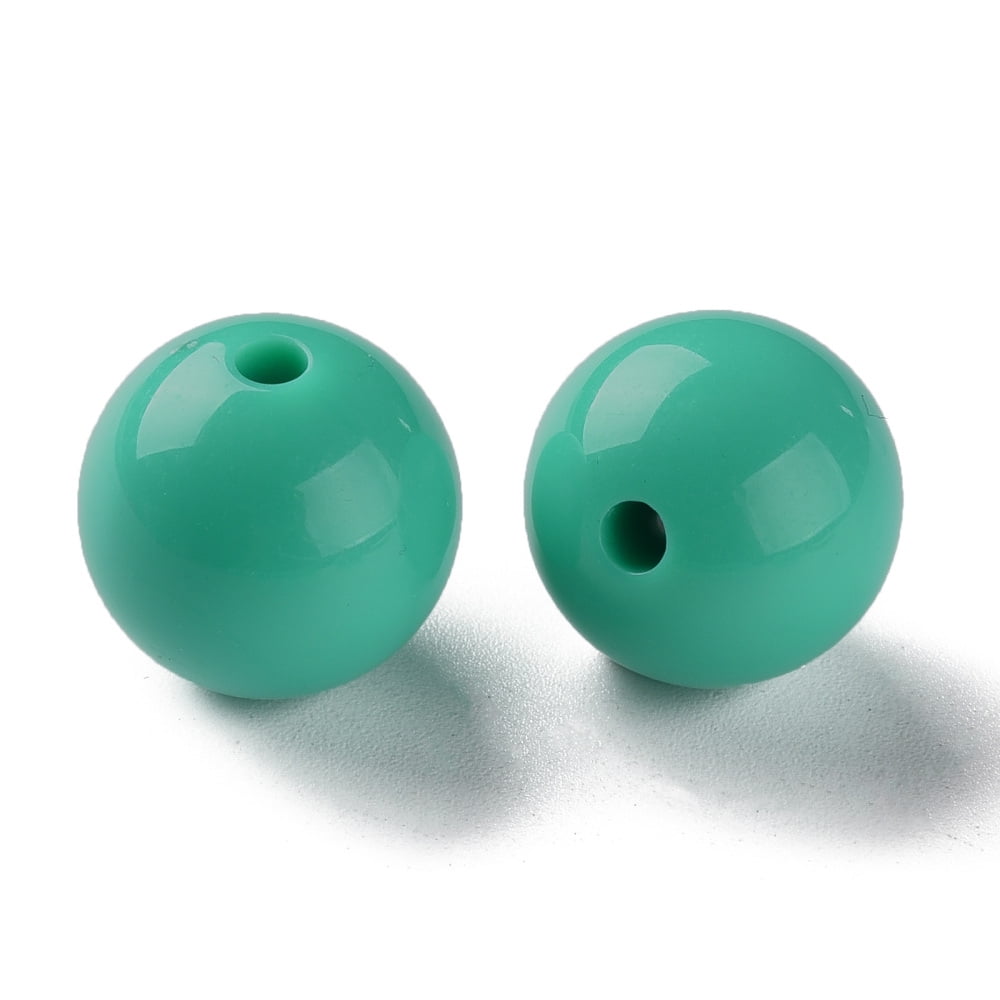 Opaque Acrylic Beads Round Light Sea Green 16x15mm Hole: 2.8mm about 220pcs/500g
