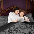 thumbnail image 4 of Homewish Boho Sun Moon Twin Comforter Sets, Victorian Damask Aztec Bedding Set, Gray Black, Black Reversible 2pcs, 1 Comforter and 1 Pillowcase, 4 of 6