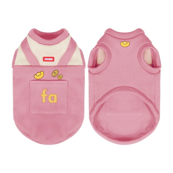 Duuclume Cat Clothes to Stay Warm, Fake Two-Piece Style Stretchy Cat Sweater, Winter Dog Outfits Pullover Pet T-Shirt (Pink,XS)