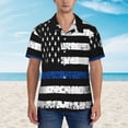 thumbnail image 2 of Gaeub Thin Blue Line Flag Print Men's Hawaiian Shirt,Button Down Short Sleeves Shirts,Tropical Beach Casual Button Down Shirts,3X-Large, 2 of 7