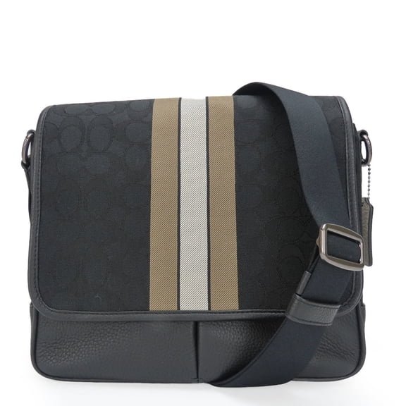 Pre-Owned Coach Shoulder Bag C6583 Signature Canvas Leather Black Stripe Men's COACH (Good)