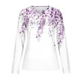 thumbnail image 3 of MaFYtyTPR Women's Long Sleeved Top Fashion Casual Printed Floral Small V-neck Loose T-Shirts for Women Purple M, 3 of 3