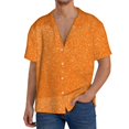 thumbnail image 1 of Balery Orange Glitter2 Camisa Casual de Manga Corta con Botones para Hombre, Texturizada, Estilo Cubano, para Playa, Verano-Small, 1 of 5