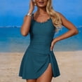 thumbnail image 2 of WRKEKC One Piece Swimsuit Women Solid Color High Waist Criss Cross Back Modest Swimsuit with Removable Cups Summer Beach, 2 of 5
