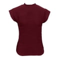 thumbnail image 4 of T Shirts For Women Womens Tops Short Sleeved Half High Collar Textured Wavy Solid Color Top T Shirt, 4 of 7
