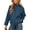 Blue, variant on Women Plus Size Quilted Jacket Stand Collar Full Zip Lightweight Padded Short Coat Drawstring Hem Loose Casual Outerwear with Pockets