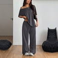 thumbnail image 4 of Two Piece Sets for Women Going out Round-Neck Short Sleeve And Long Pants Casual 2PC Sets, 4 of 6